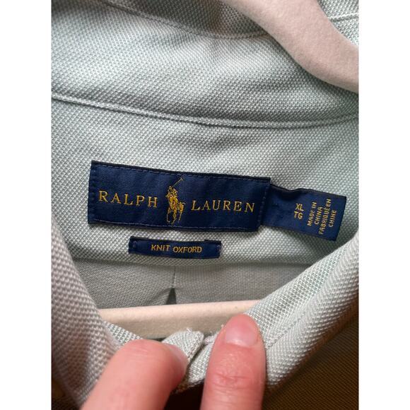 Ralph Lauren‎ Knit Oxford Men's XL Long Sleeve Button Down Heather Light Green - Picture 9 of 12